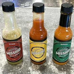 Three Hot Sauces Available