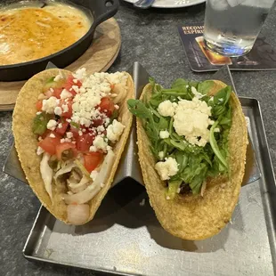 Baja grilled fish taco and Carne Asada taco