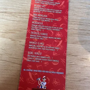 Cocktail menu