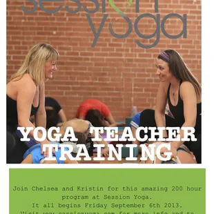 Yoga Teacher Training at Session Yoga this fall!
