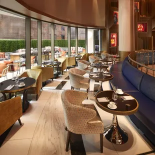 a view of a dining area