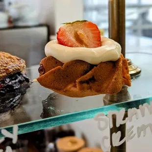 a variety of pastries on display