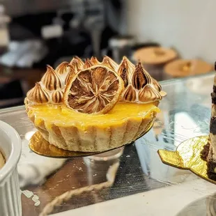 a variety of desserts on display