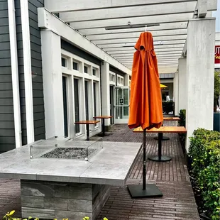 Outdoor seating at Sessions in Irvine, California