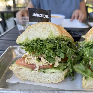 two sandwiches on a tray