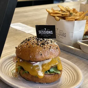 Burger and fries