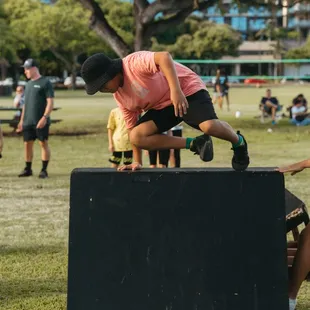 Vaulting over our 3ft vault box.