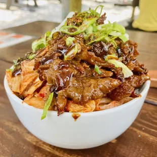 Vegan Teriyaki Rice Bowl- A ton of white rice underneath