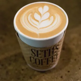 a cup of coffee on a table