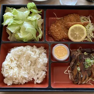 Lunch Bento Box with Tonkotsu and Teriyaki Beef