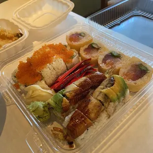 Tobiko California, Crazy Roll, and Dragon Roll