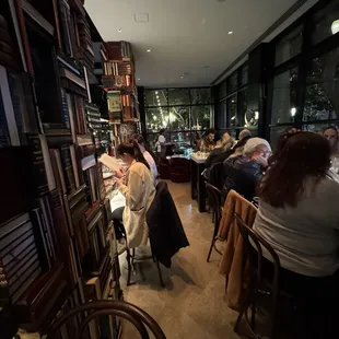 The walking space between the bar and the tables a tight fit.