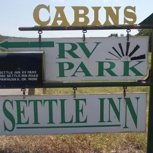 Sign on hwy 99, telling you were to turn on road to the Settle Inn campground