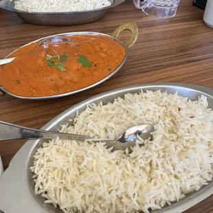 Chicken masala and basmati rice