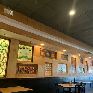 Repurposed stained glass from the Liberty location