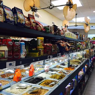 a variety of food items on display