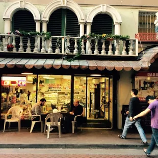 people eating outside