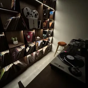 a record player in a record store