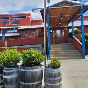 the entrance to the restaurant