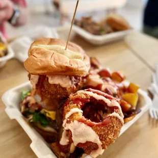 Paniolo burger and paniolo fries