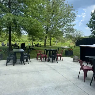 tables and chairs outside