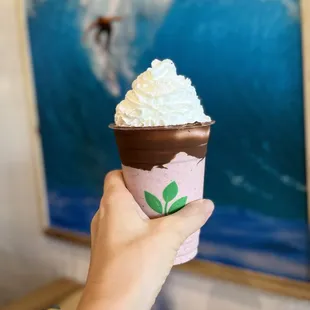 Strawberry Nutella shake and surf