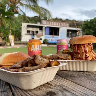 Paniolo burger and Teri-Samoa burger combos - fries are really good!!
