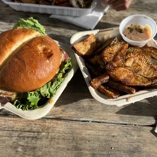 Ahi sandwich and home fries