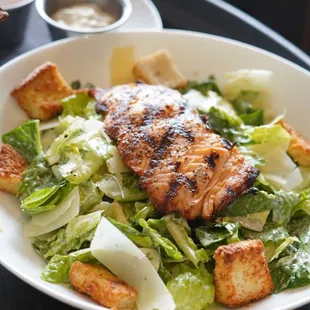 Blackened salmon Ceasar salad. Very good!