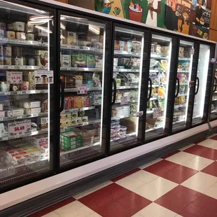 refrigerators in a grocery store