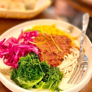 Spicy Pork Paste Over Noodles