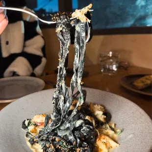 Squid ink fettuccine