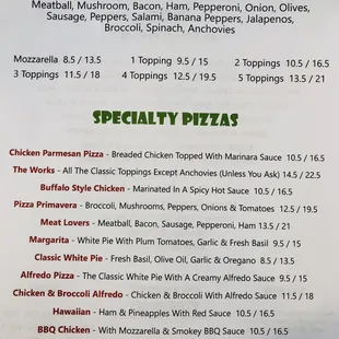 the menu