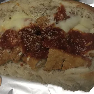 Chicken parmesan sub- Highly recommend! Hard rolls are fresh, sub is hot.