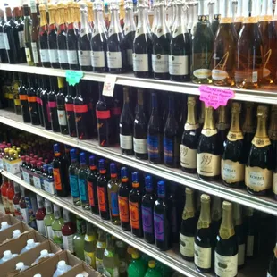 bottles of wine on shelves