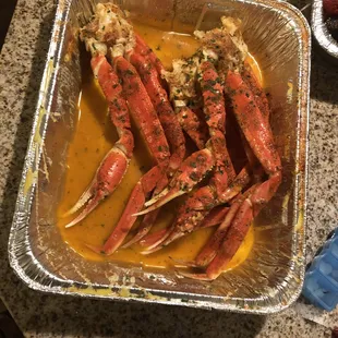 Garlic snow crab...my family dug in before I could take the picture! The food was absolutely delicious. We also received amazing service!