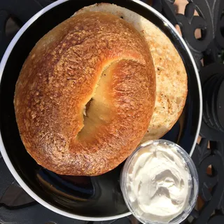 Wood Fired Plain Bagel with Cream Cheese