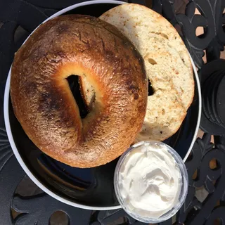 Wood Fired Rosemary Sea Salt Bagel w/ Cream Cheese