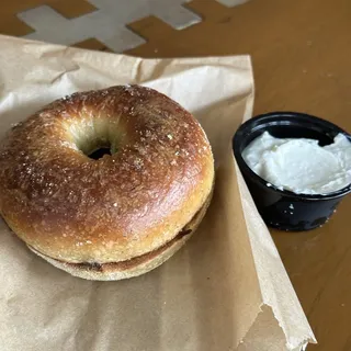 Wood Fired Rosemary Sea Salt Bagel w/ Cream Cheese