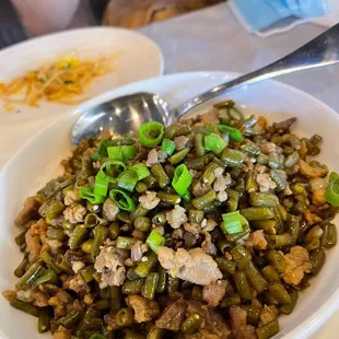 Pork with pickled H4. Pickled Long Bean with Minced Pork (Spicy)