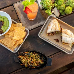 Guacamole with Chapulines, Carrots, Cuban Torta