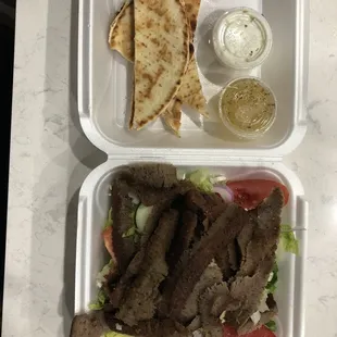 Greek salad with gyro meat
