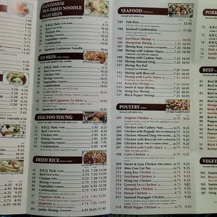 One side of their menu.