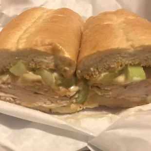 a sandwich cut in half