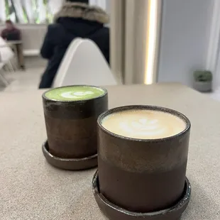 Iced Matcha Strawberry Latte Seven Sundays Latte Chocolate Croissant