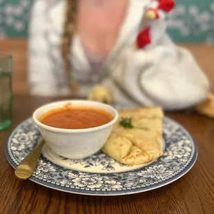 Three Cheese Crepe w/Tomato Basil Soup