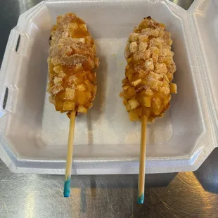 Mozzarella potato corn dogs