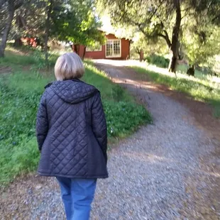 walking to breakfast from our cabin