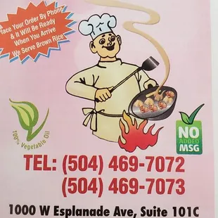 Menu cover for contact info