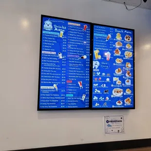 a menu on a wall in a restaurant